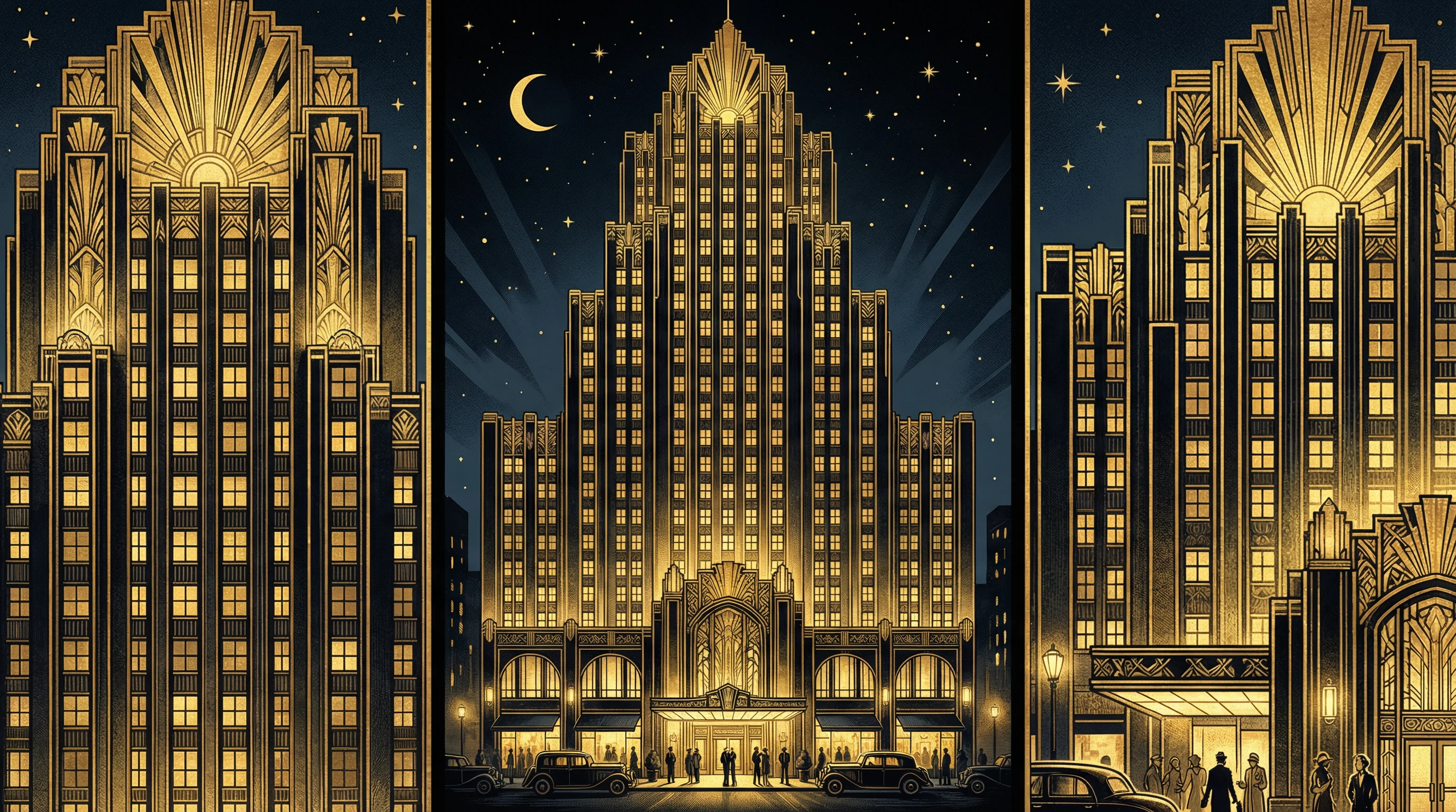 Art Deco风格纽约建筑 - 体现 财神棋牌 的奢华美学